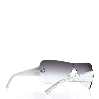 Chanel Metallic Quilted CC Sunglasses 4157-Q Silver 4 of 9