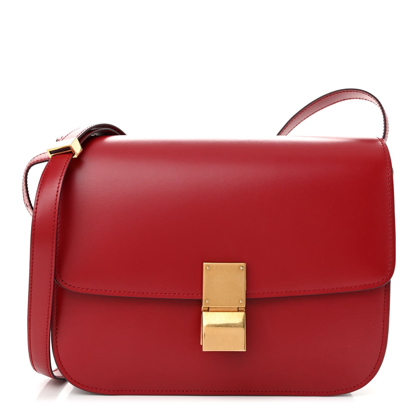 Box Calfskin Medium Classic Box Flap Bag Red