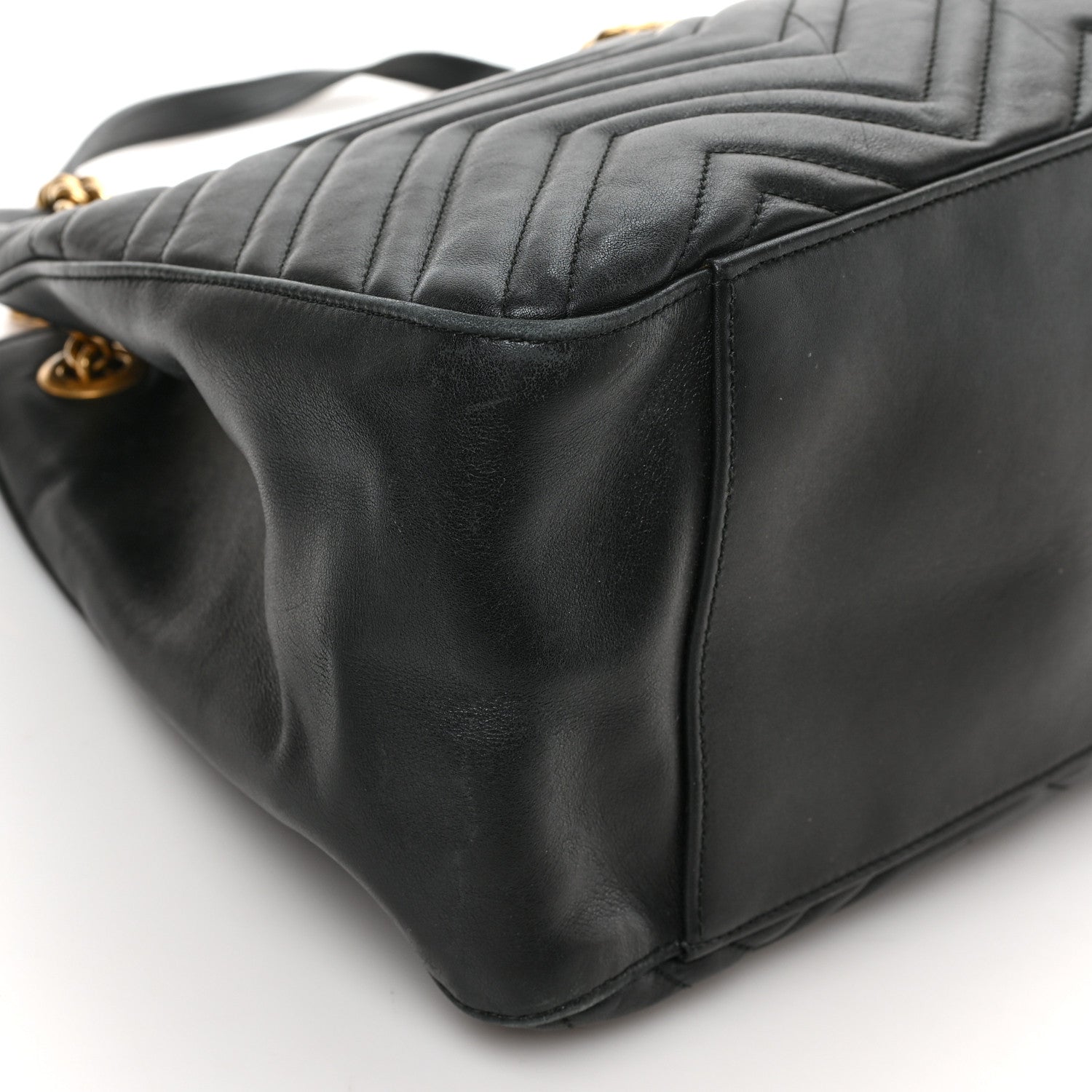 Gucci Calfskin Matelasse Medium GG Marmont Shoulder Tote Bag Black 8 of 10