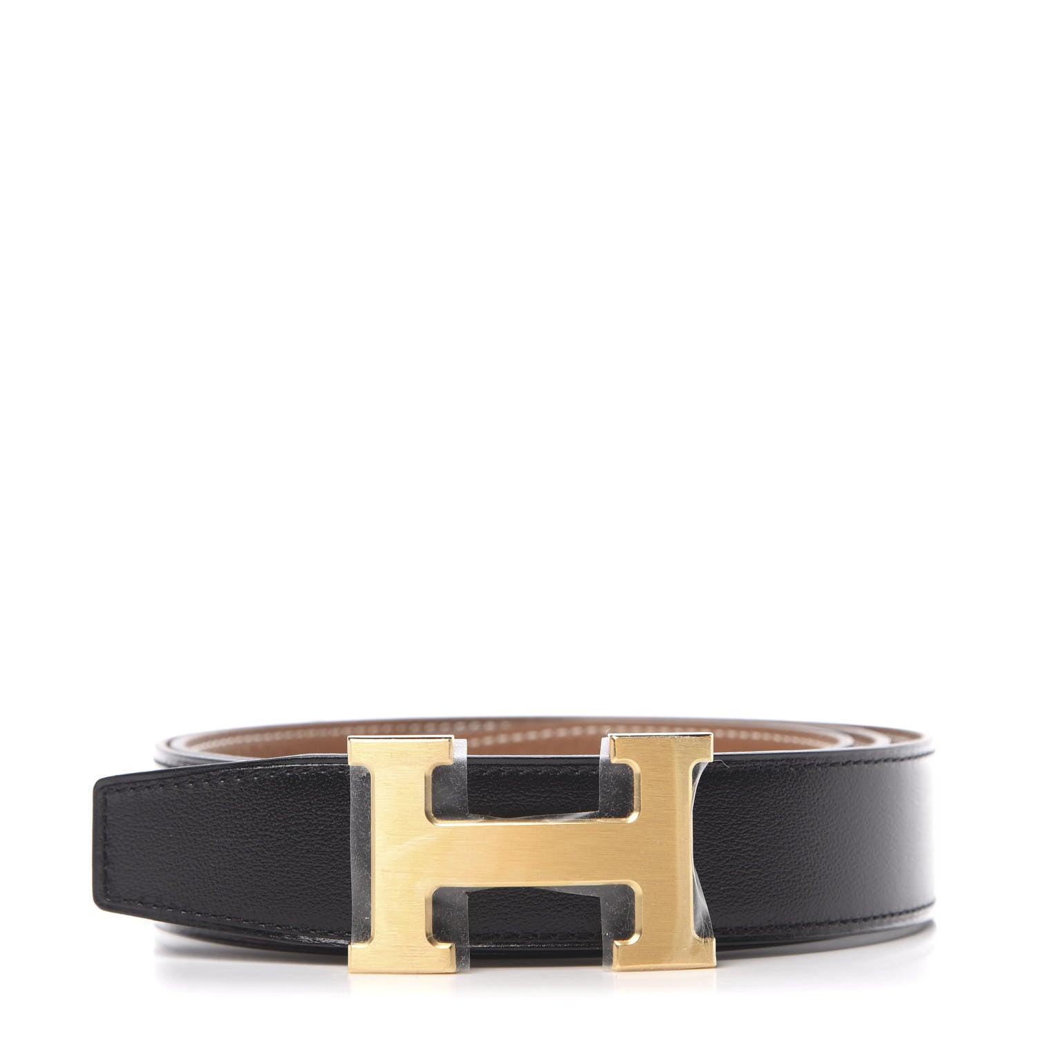 Hermes 32mm H Belt 95 Black Gold 1 of 6