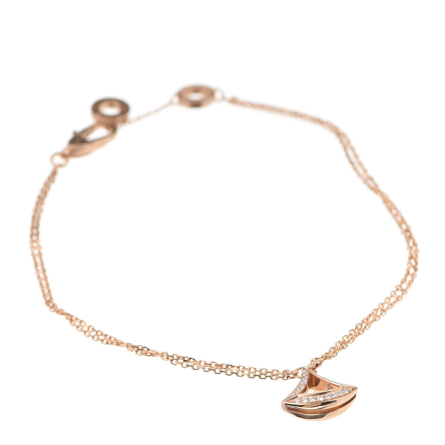 Bulgari 18K Rose Gold Diamond Divas' Dream Openwork Bracelet ML 1 of 7