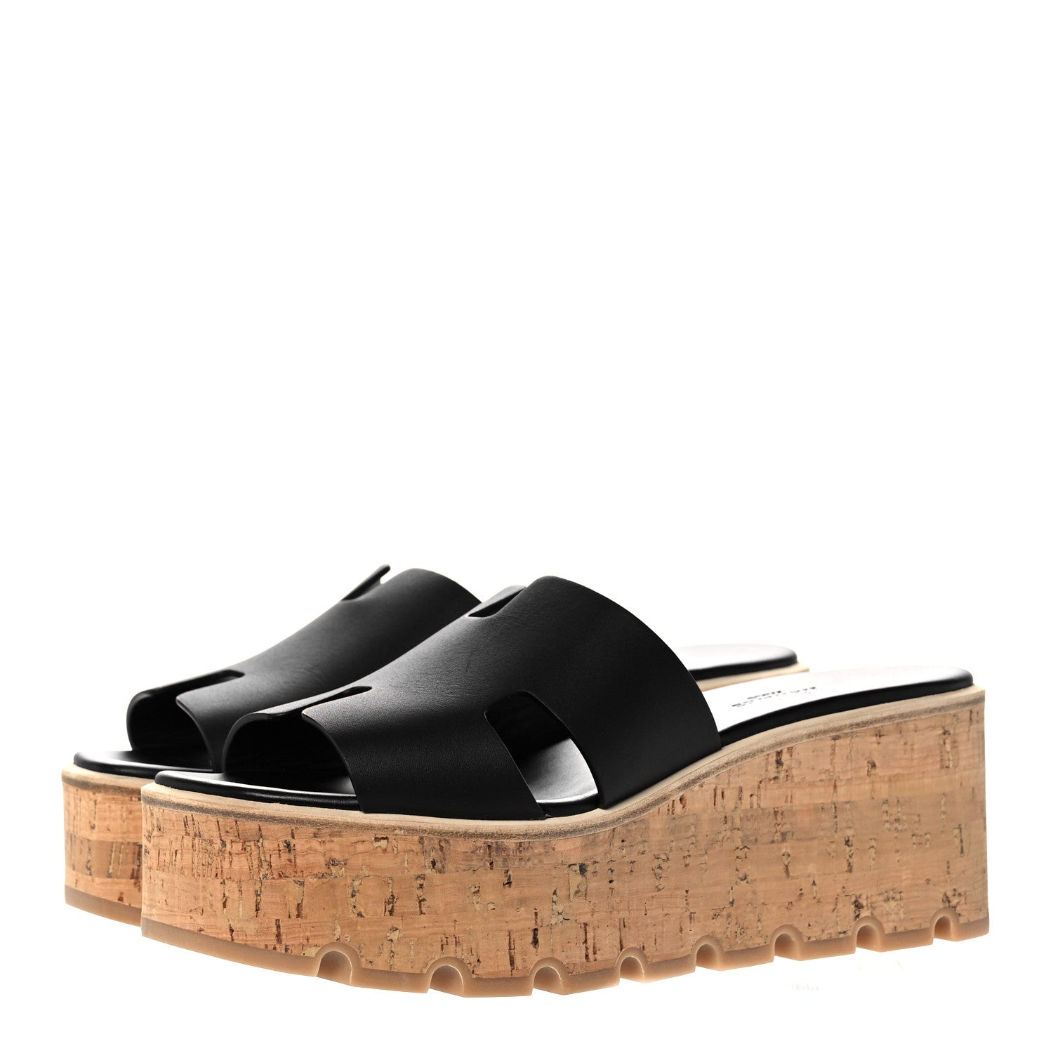 Hermes Calfskin Cork Eze 30 Sandals 37 Black 3 of 8