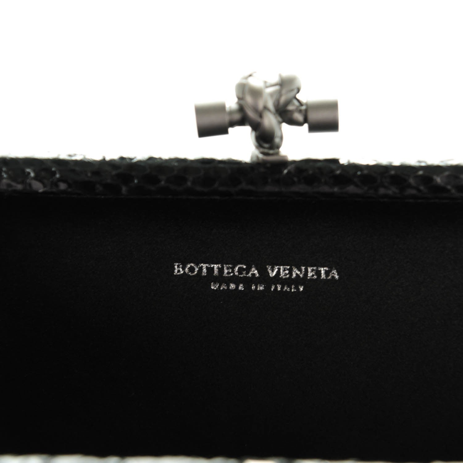 Bottega Veneta Satin Ayers Intreccio Impero Stretch Knot Clutch Black 6 of 6