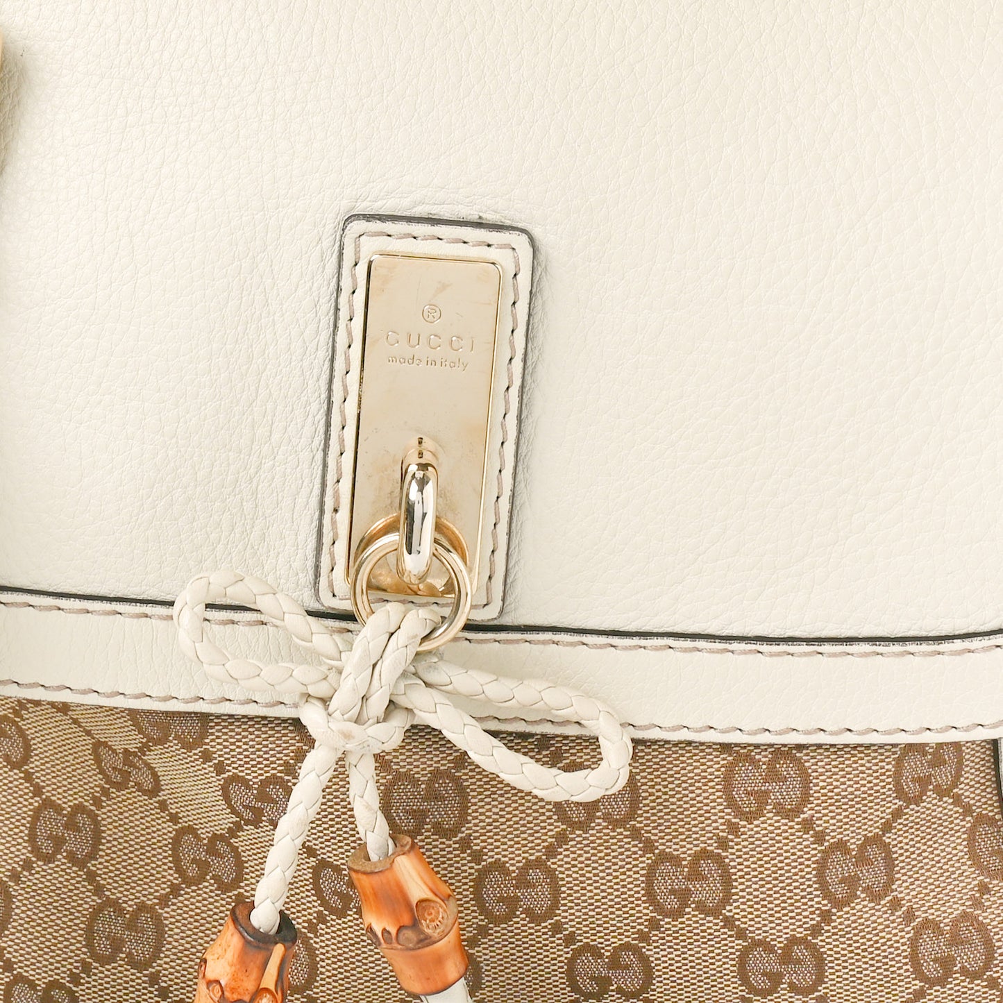 Monogram Calfskin Medium Bella Flap Bag Off White