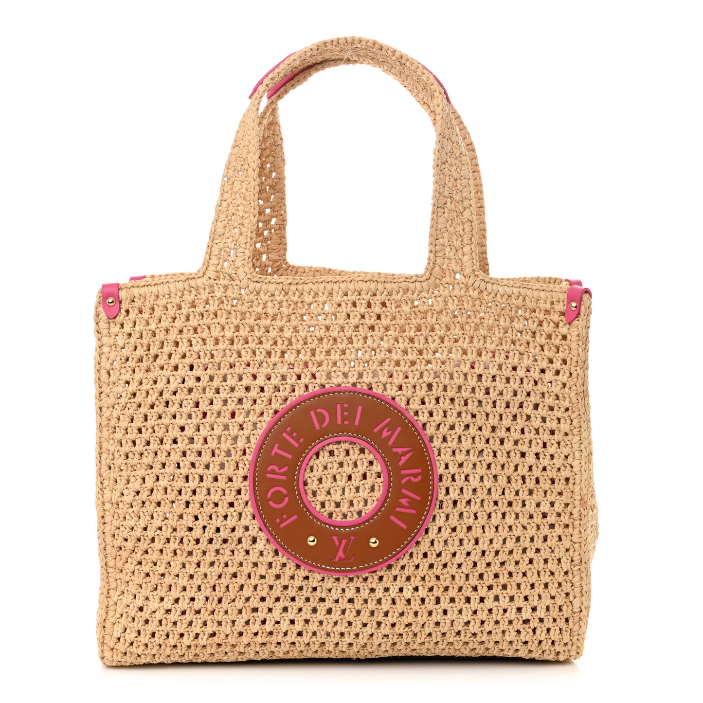 Raffia Calfskin Forte Del Marmi OnTheGo MM Natural Fuchsia