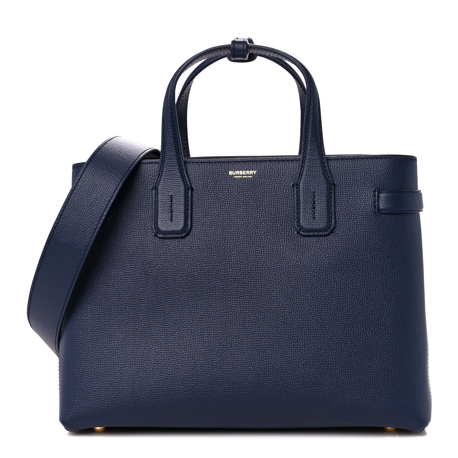 Burberry Derby Calfskin Vintage Check Medium Banner Tote Regency Blue 1 of 12