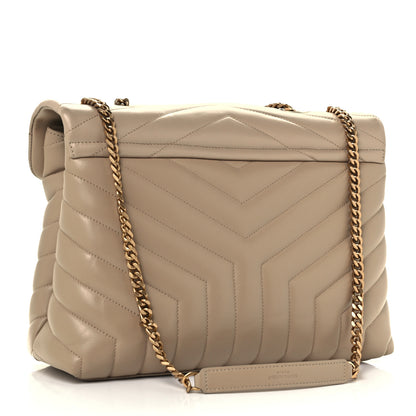 Saint Laurent Calfskin Y Quilted Monogram Medium Loulou Chain Satchel Light Natural 2 of 10