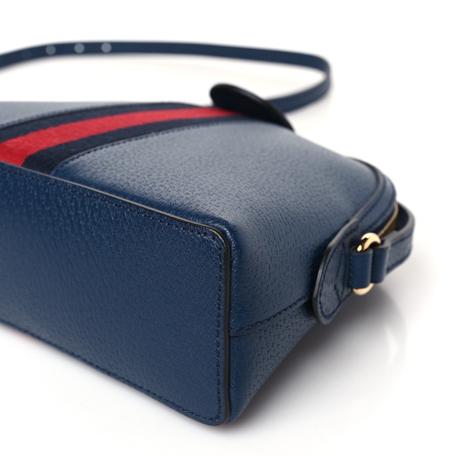 Gucci Textured Dollar Calfskin Web Small Ophidia Dome Shoulder Bag Blue Agata 9 of 10