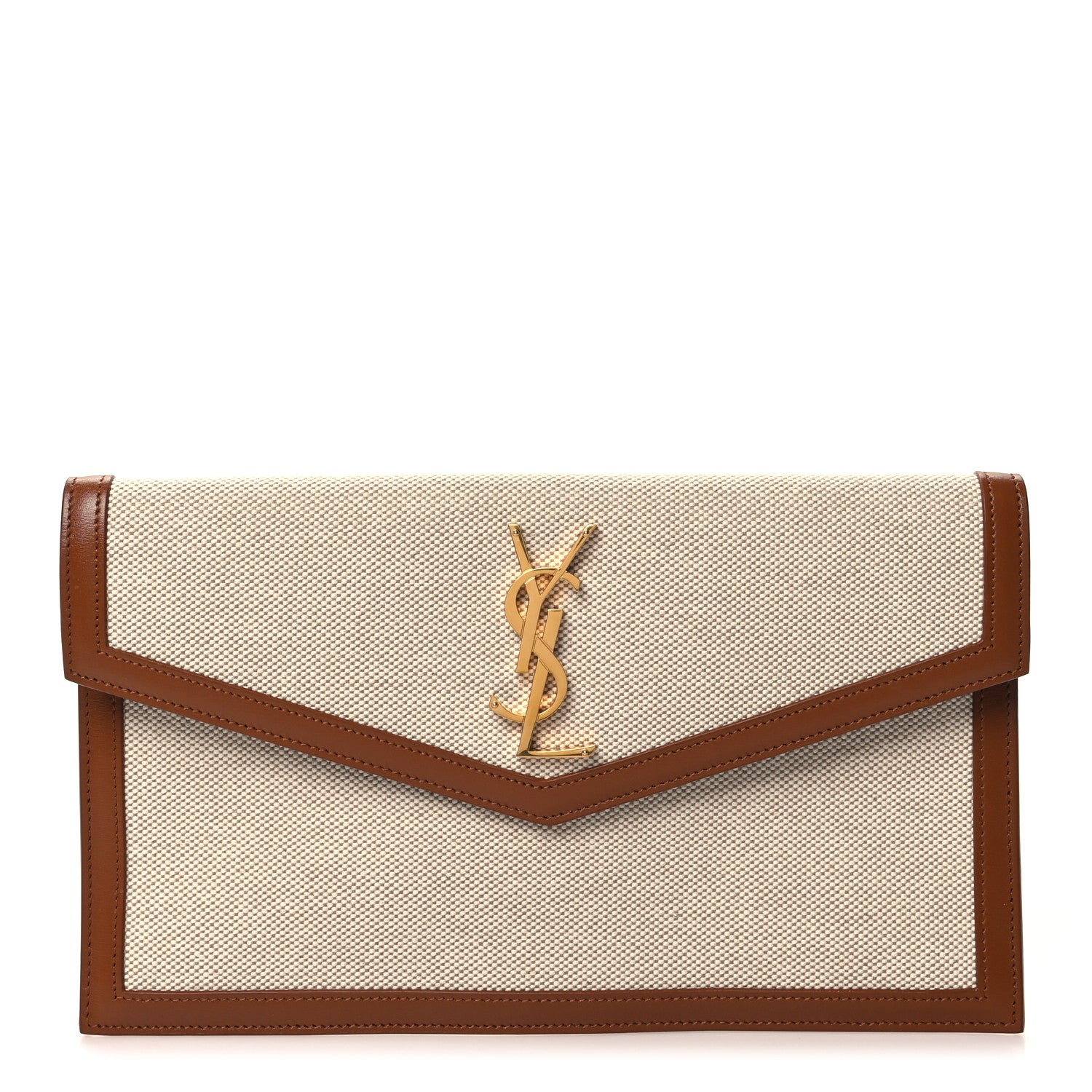Saint Laurent Canvas Uptown Pouch Natural Beige Brick 1 of 7
