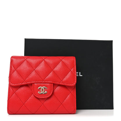 Chanel Caviar Quilted Compact Flap Wallet Red 9 of 9