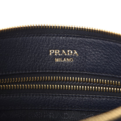 Prada Vitello Daino Zippered Shoulder Bag Baltico 9 of 12