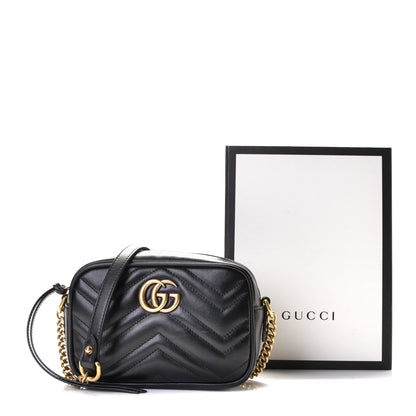 Gucci Calfskin Matelasse Mini GG Marmont Chain Shoulder Bag Black 10 of 10