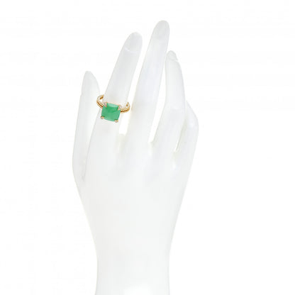 David Yurman 18K Yellow Gold Diamond Chrysoprase 11mm Chatelaine Ring 54 7 2 of 5