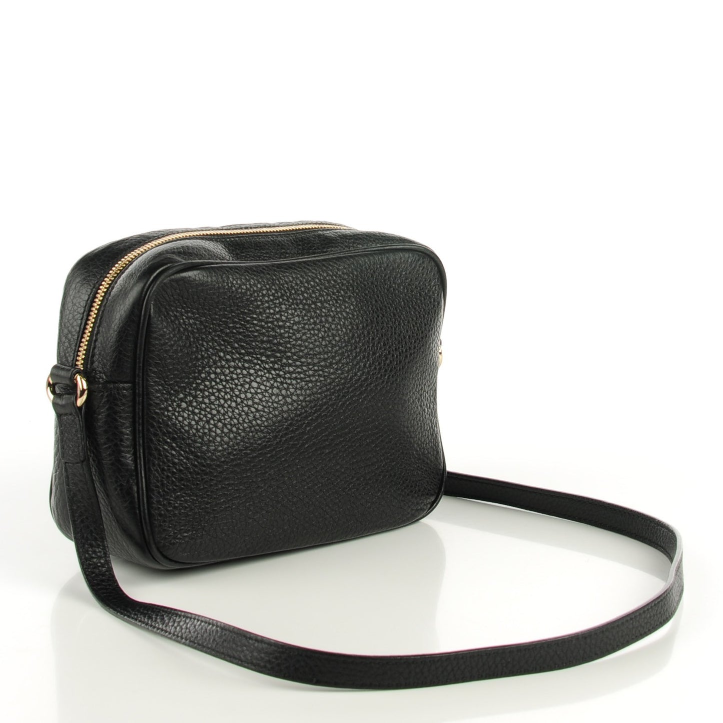 Pebbled Calfskin Small Soho Disco Bag Black
