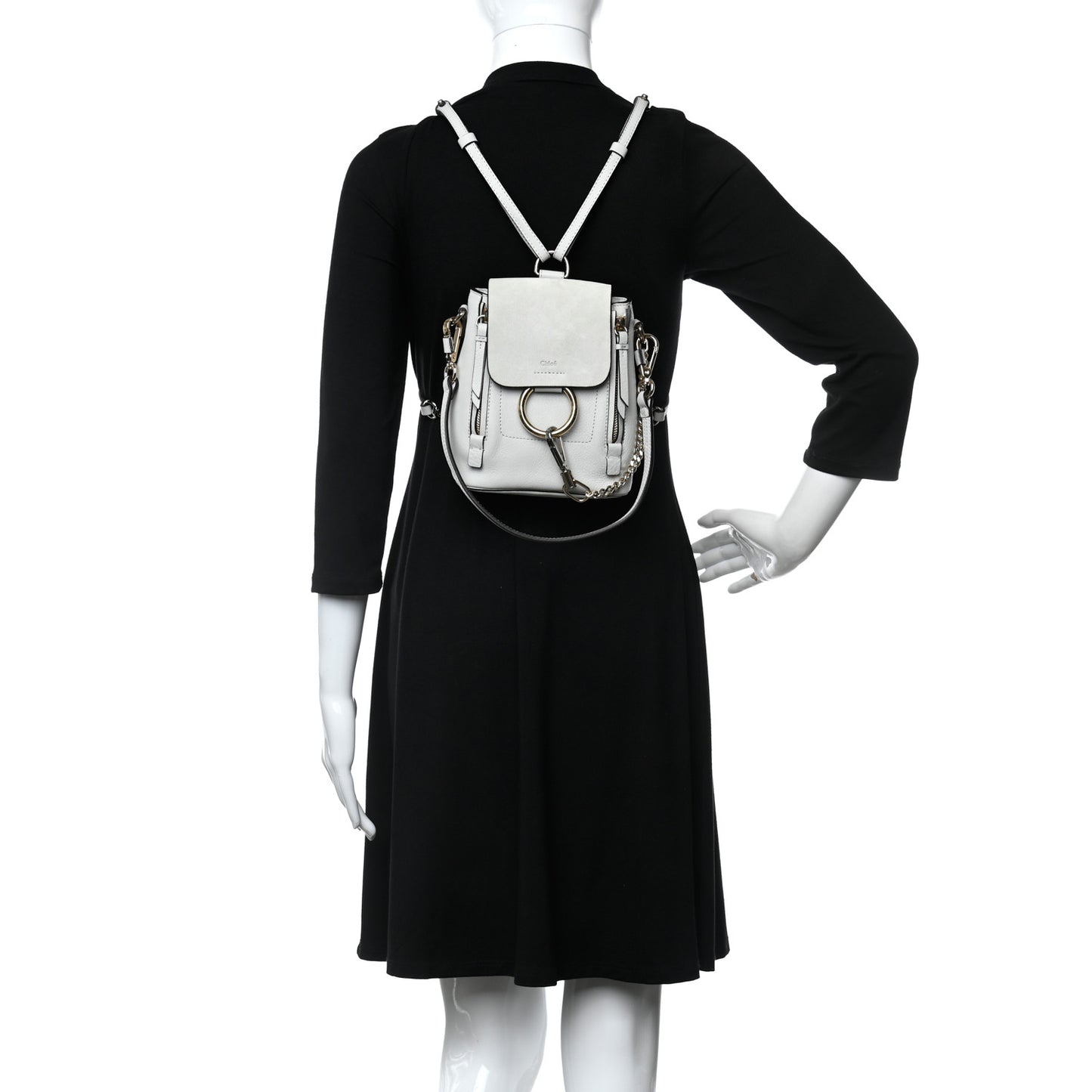 Suede Calfskin Mini Faye Backpack Airy Grey