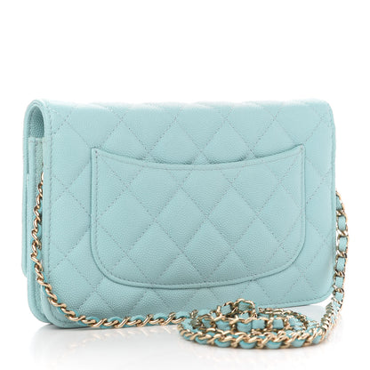 Chanel Caviar Quilted Wallet On Chain WOC Light Blue 2 of 9