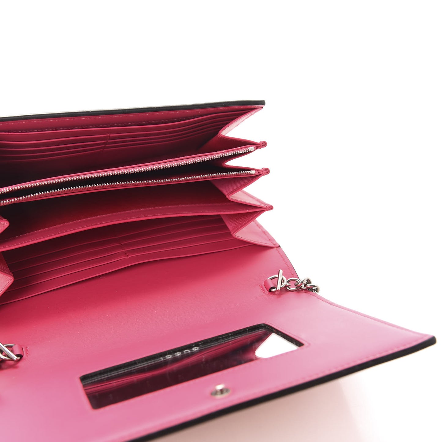 X SEGA Calfskin GUCCY Stars Chain Wallet Violet Fuxia Gold