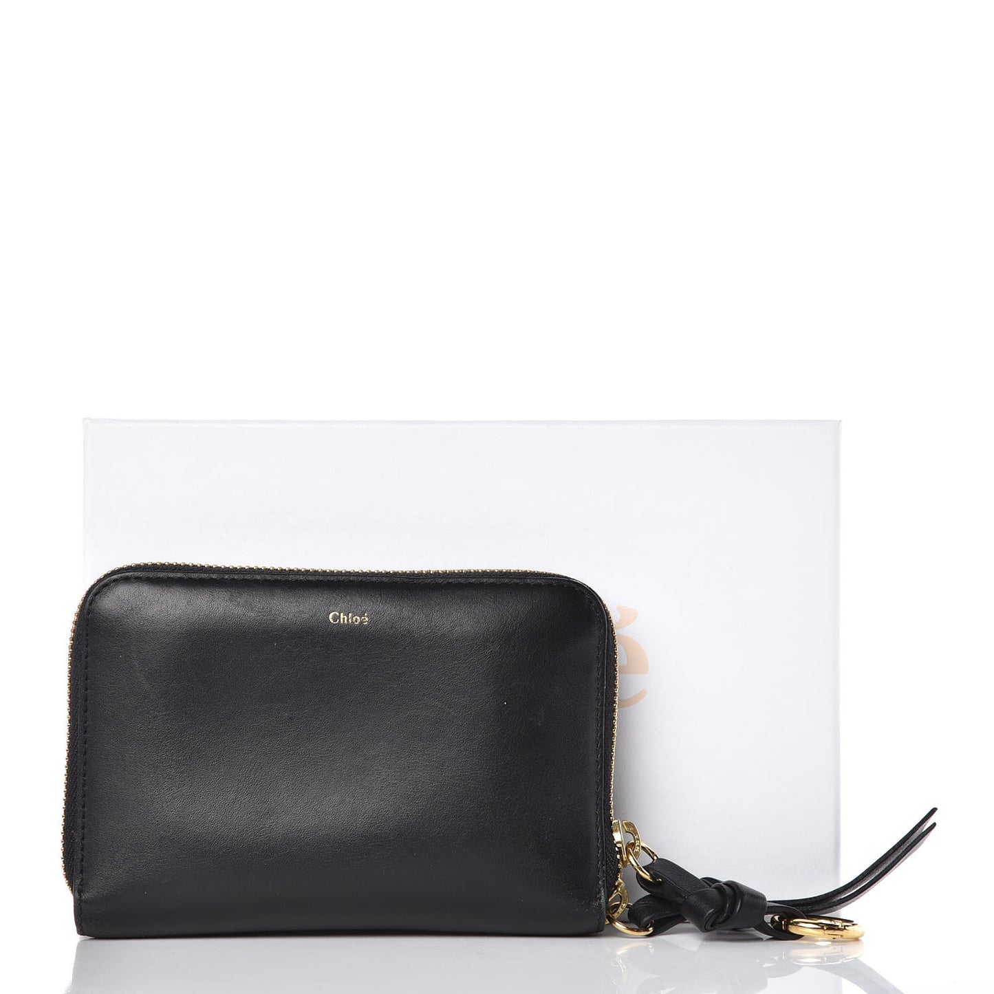 Lambskin Alphabet Zip Around Compact Wallet Black
