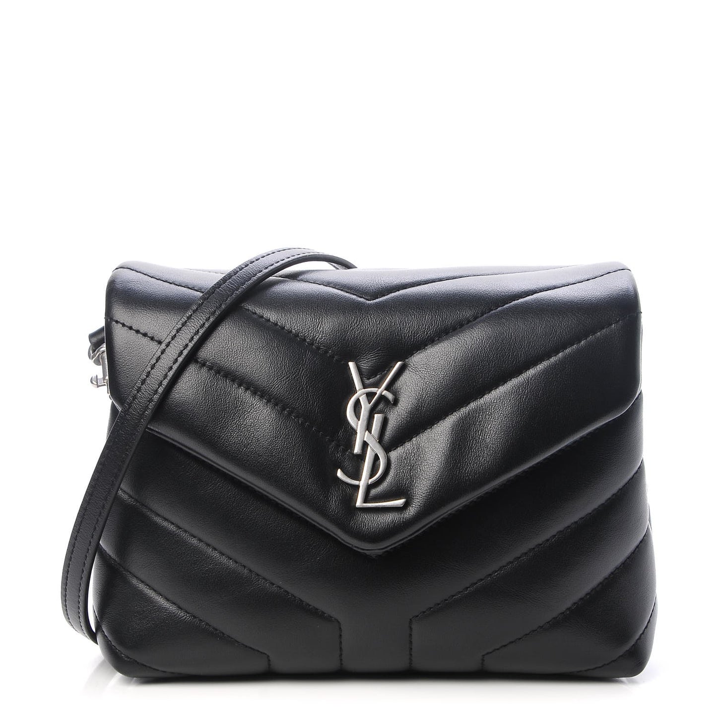 Calfskin Y Quilted Monogram Toy Loulou Crossbody Bag Black
