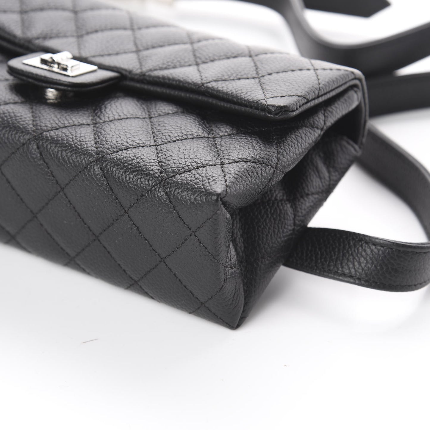 Grained Calfskin Quilted 2.55 Reissue Flap Belt Bag Clutch Black