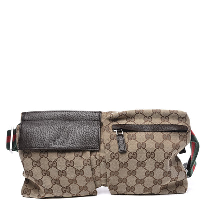Gucci GG Monogram Double Pocket Belt Bag Dark Brown 1 of 11