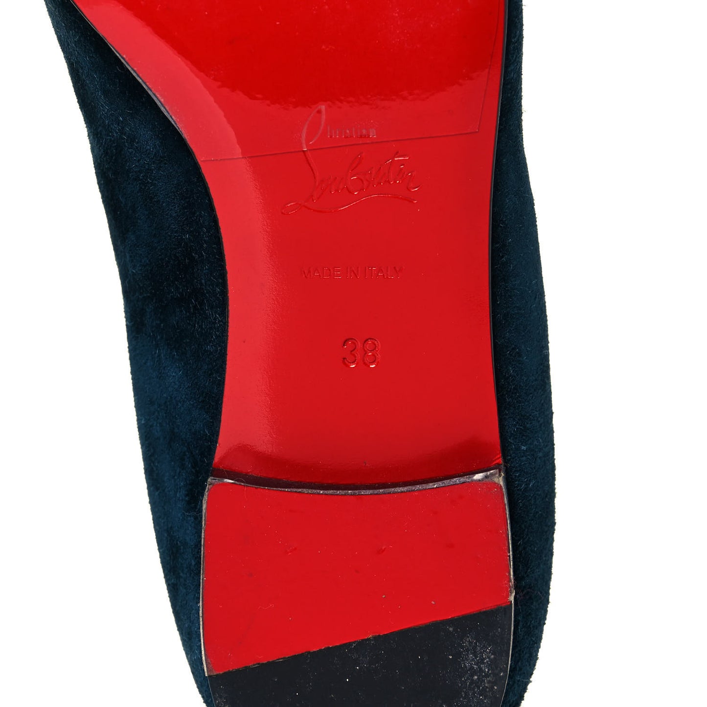 Velvet Veau Velours Cap Toe I Love My Loubies Loafers 38 Rouge Imperial Blue Kohl