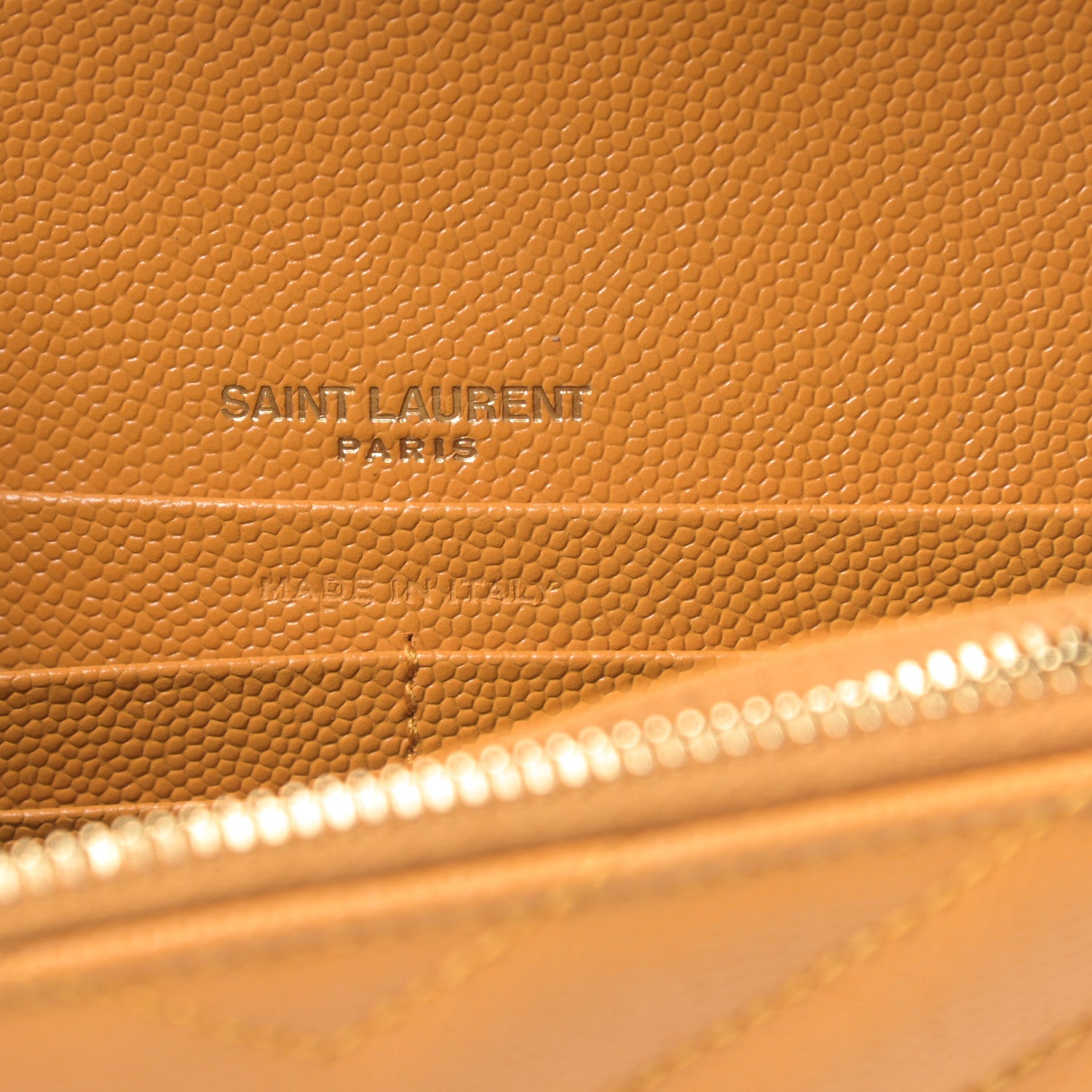 Saint Laurent Grain De Poudre Matelasse Chevron Monogram Envelope Chain Wallet Senape Yellow 6 of 10