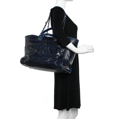 Chanel Glazed Calfskin Large Deauville Tote Blue 2 of 14