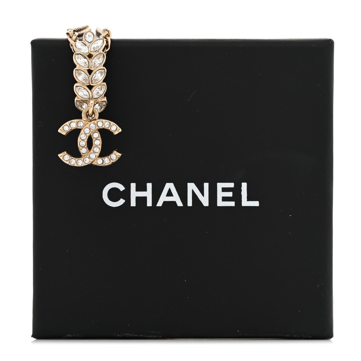 Chanel Crystal CC Pendant Necklace Gold 7 of 7