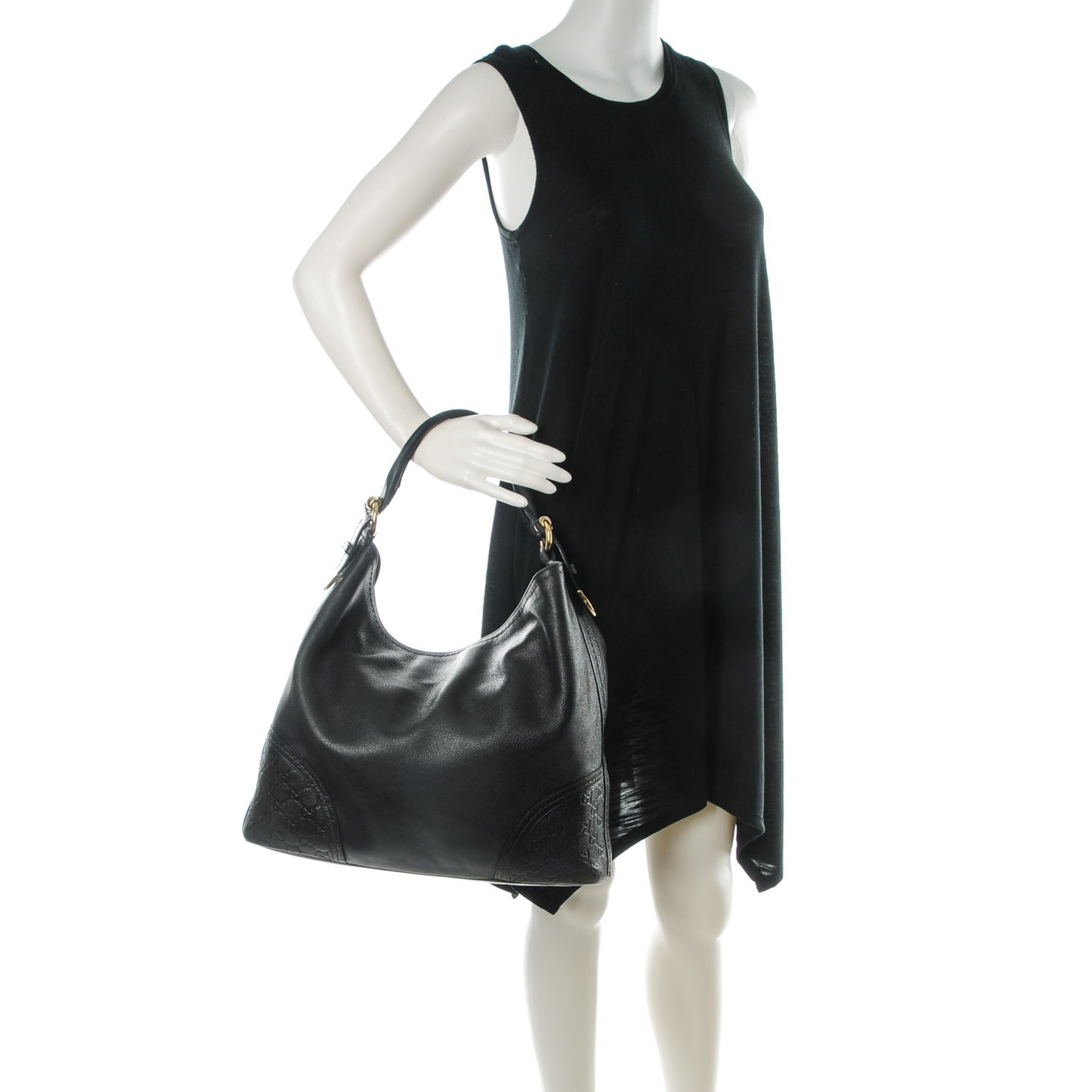 Calfskin Guccissima Trim Large Signoria Hobo Black