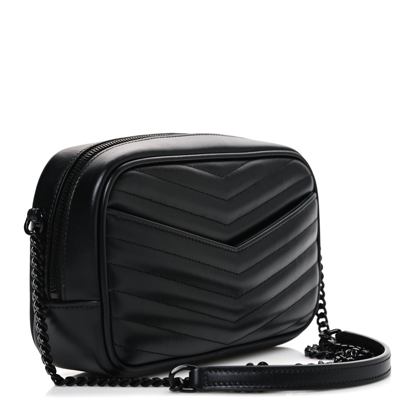 Calfskin Matelasse Monochrome Monogram Mini Lou Camera Bag Black