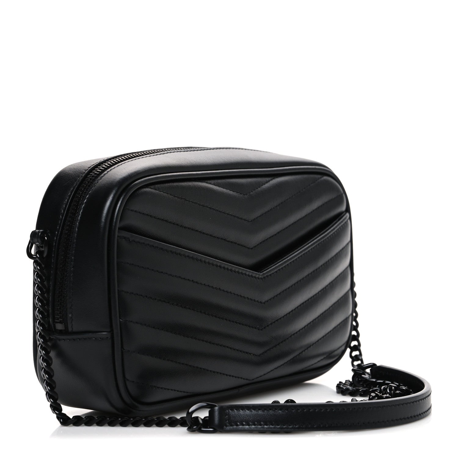 Saint Laurent Calfskin Matelasse Monochrome Monogram Mini Lou Camera Bag Black 3 of 10