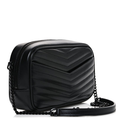 Saint Laurent Calfskin Matelasse Monochrome Monogram Mini Lou Camera Bag Black 3 of 10