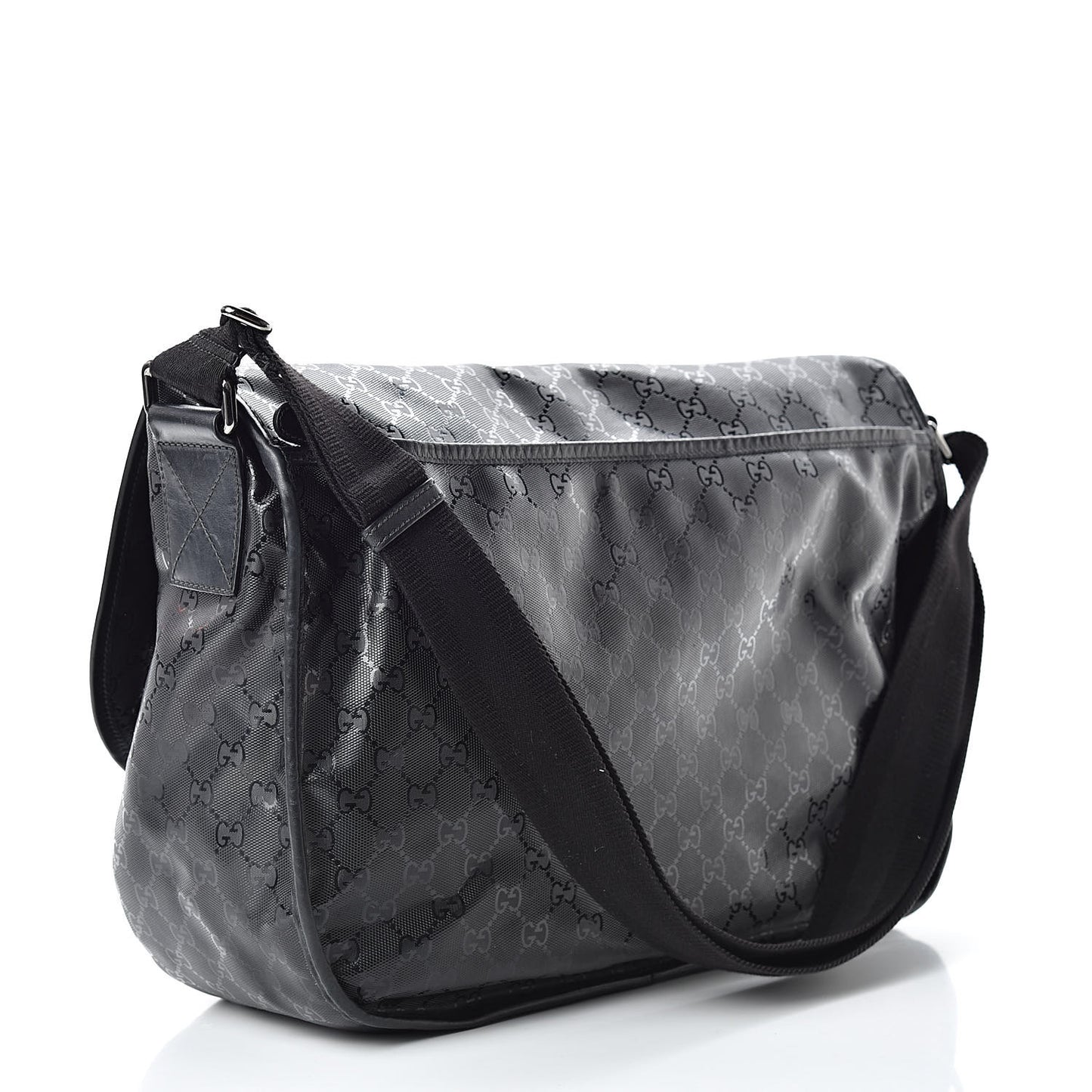 Imprime Monogram Large Double Buckle Flap Messenger Bag Black