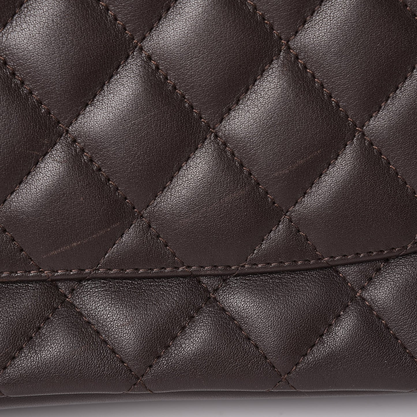 Calfskin Quilted Large Cambon Tote Brown