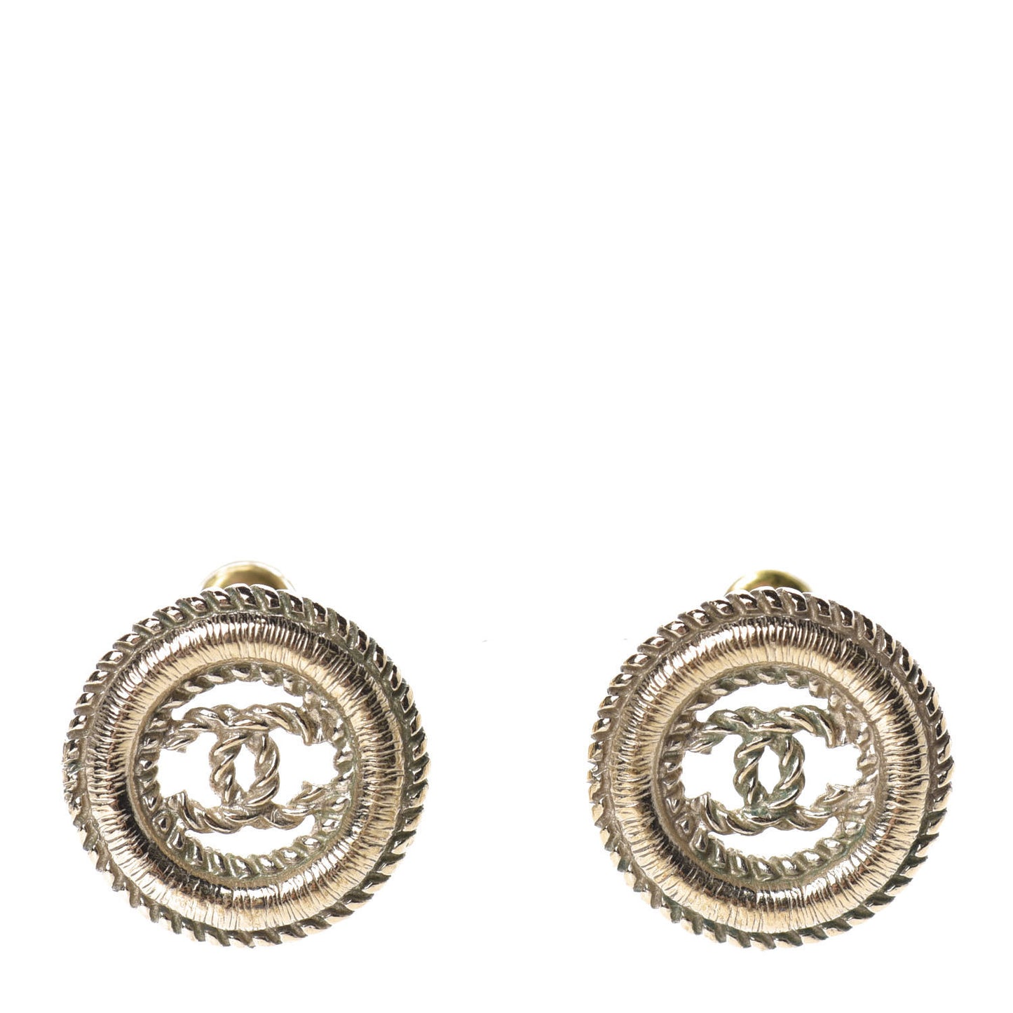 Twisted CC Round Earrings Gold
