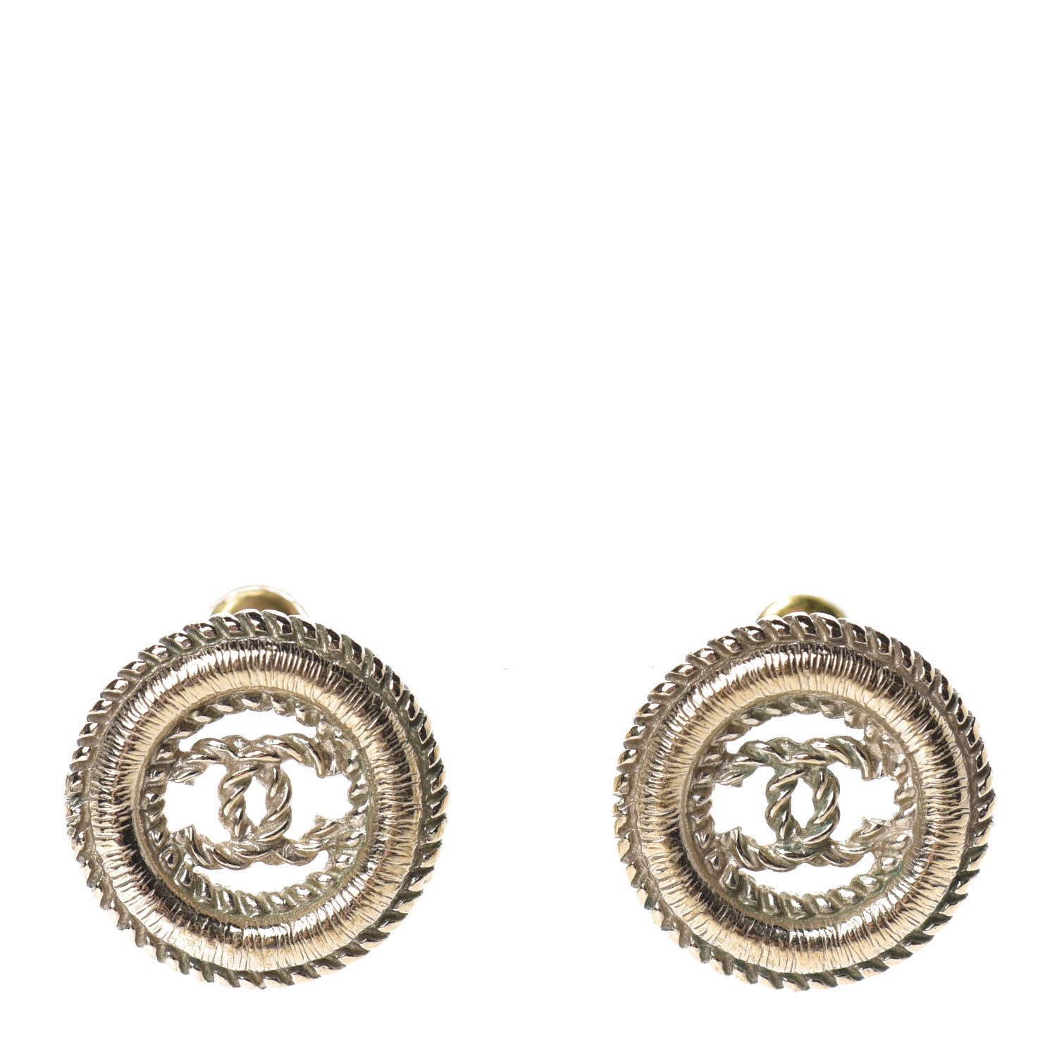 Chanel Twisted CC Round Earrings Gold 1 of 5