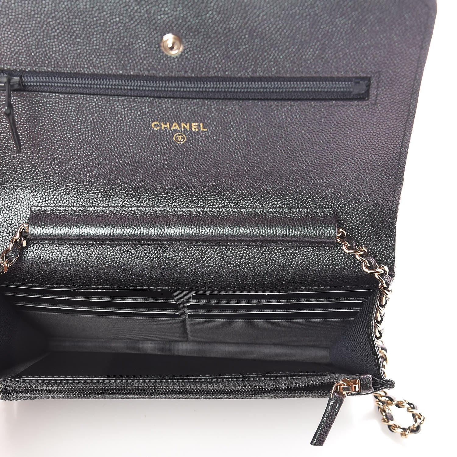 Chanel Iridescent Caviar Quilted Wallet On Chain WOC Black 5 of 11
