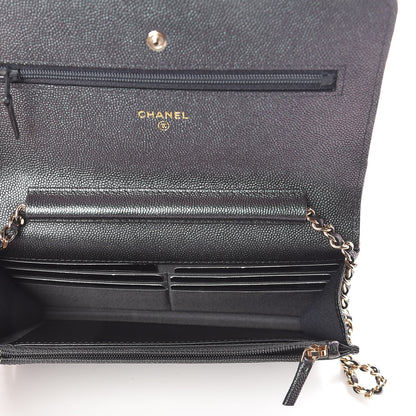 Chanel Iridescent Caviar Quilted Wallet On Chain WOC Black 5 of 11
