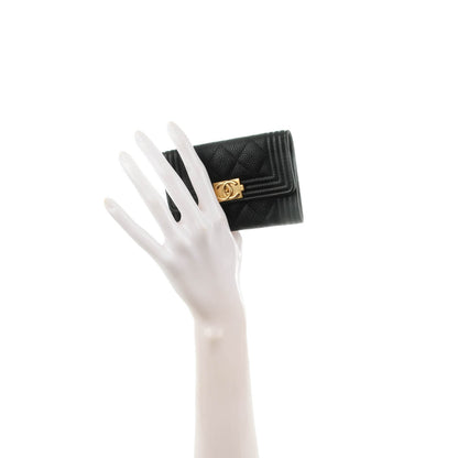 Chanel Caviar Quilted Boy Flap Card Holder Black 2 of 8