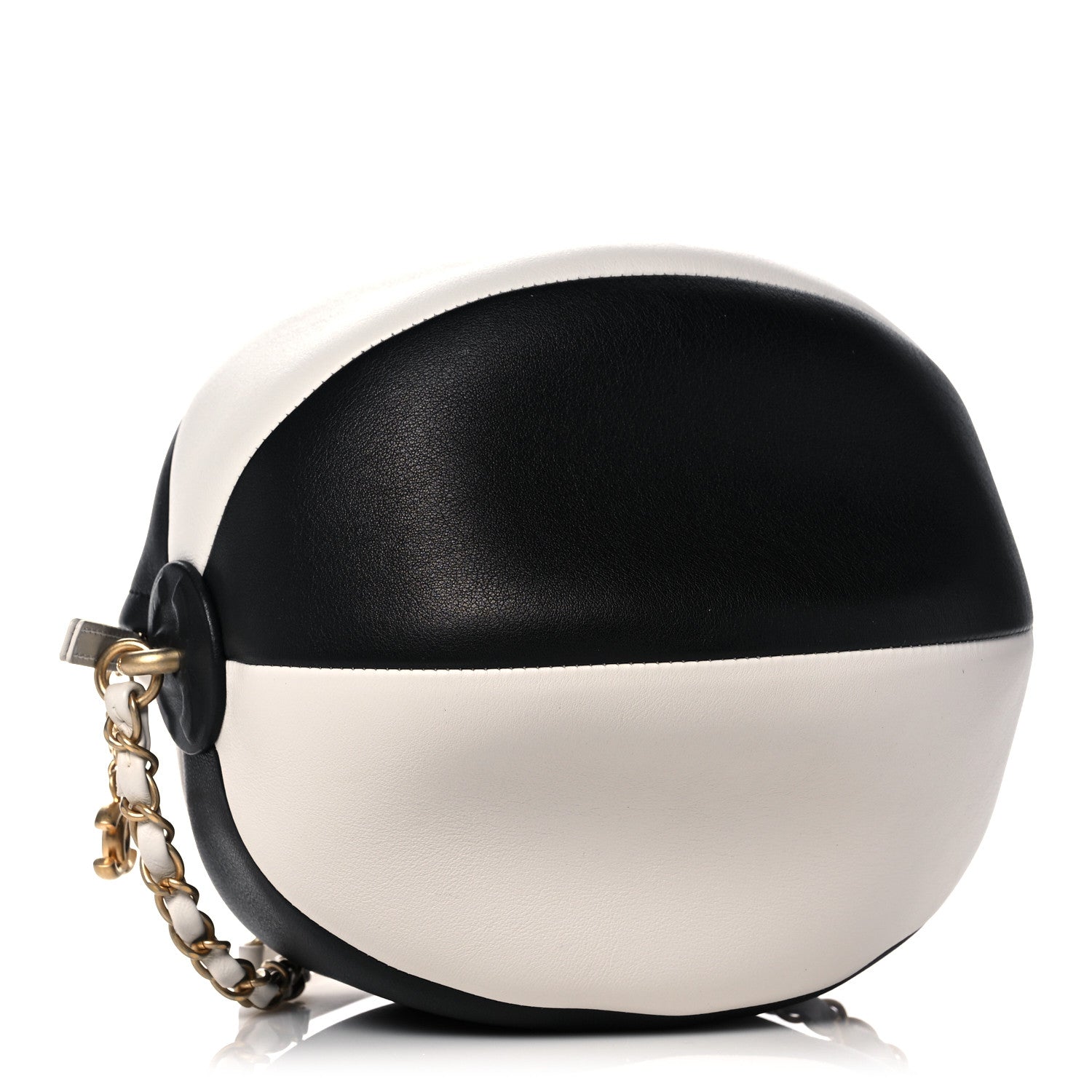 Chanel Calfskin Coco Beach Ball Bag White Black 4 of 9