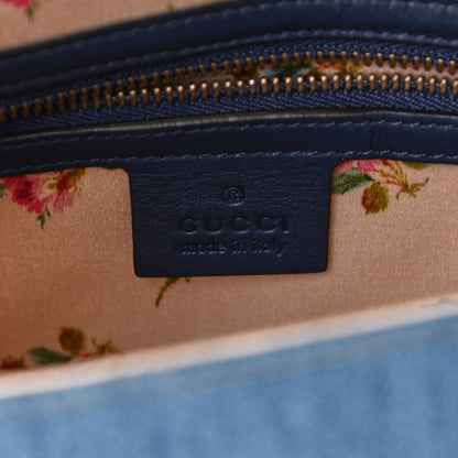 Gucci Denim Matelasse Small Pearly GG Marmont Shoulder Bag Blue 5 of 8