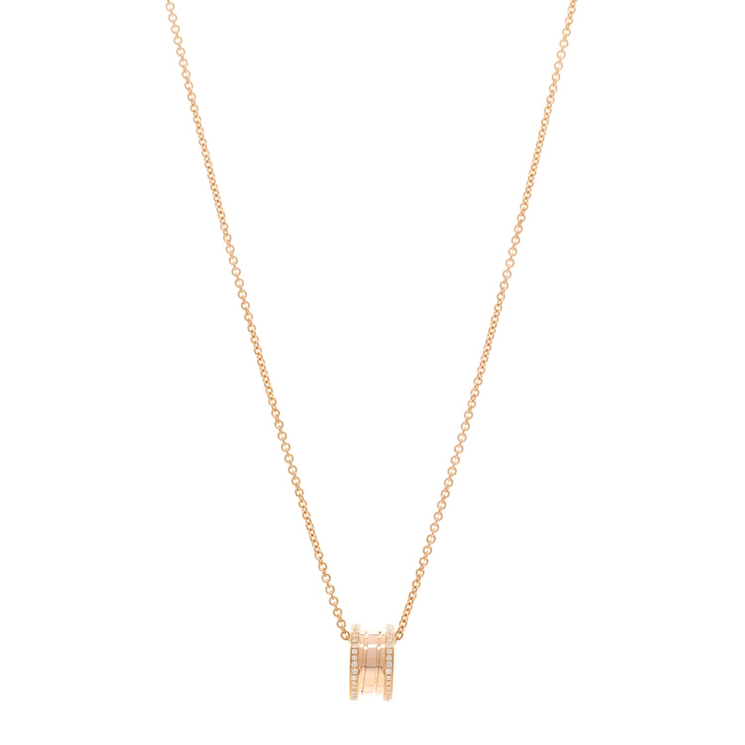 Bulgari 18K Rose Gold Diamond B.Zero1 Pendant Necklace 1 of 5