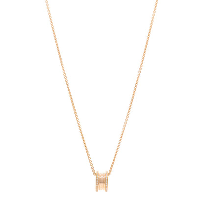 Bulgari 18K Rose Gold Diamond B.Zero1 Pendant Necklace 1 of 5
