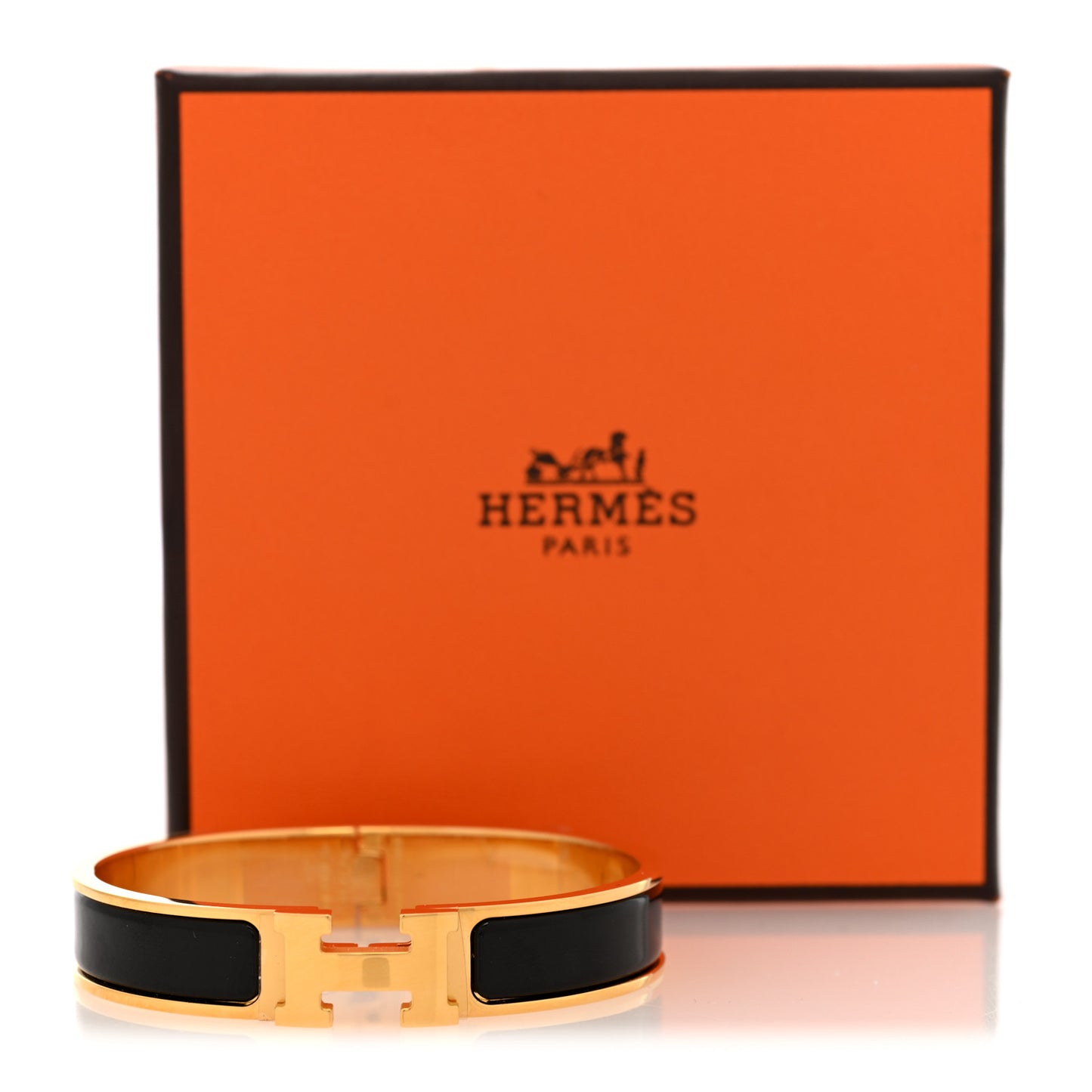Enamel Narrow Clic Clac H Bracelet GM Black
