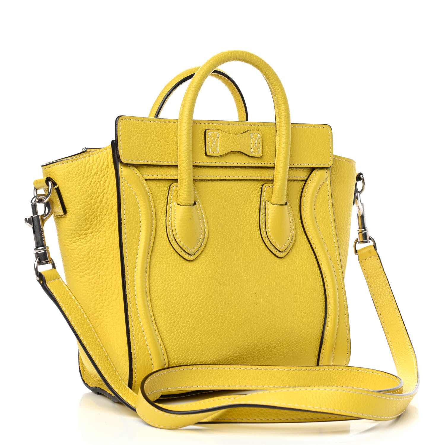 Celine Drummed Calfskin Nano Luggage Citron 2 of 4