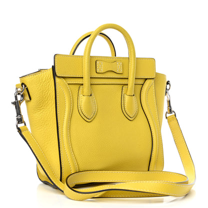 Celine Drummed Calfskin Nano Luggage Citron 2 of 4