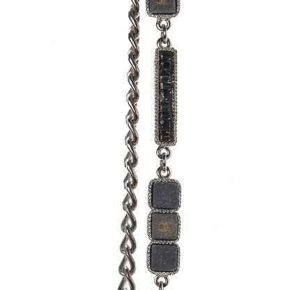 Chanel Crystal Baguette Stone Multi Strand Necklace Silver 3 of 7