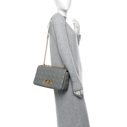 Christian Dior Grained Calfskin Cannage Large Caro Bag Grey Stone 2 of 11
