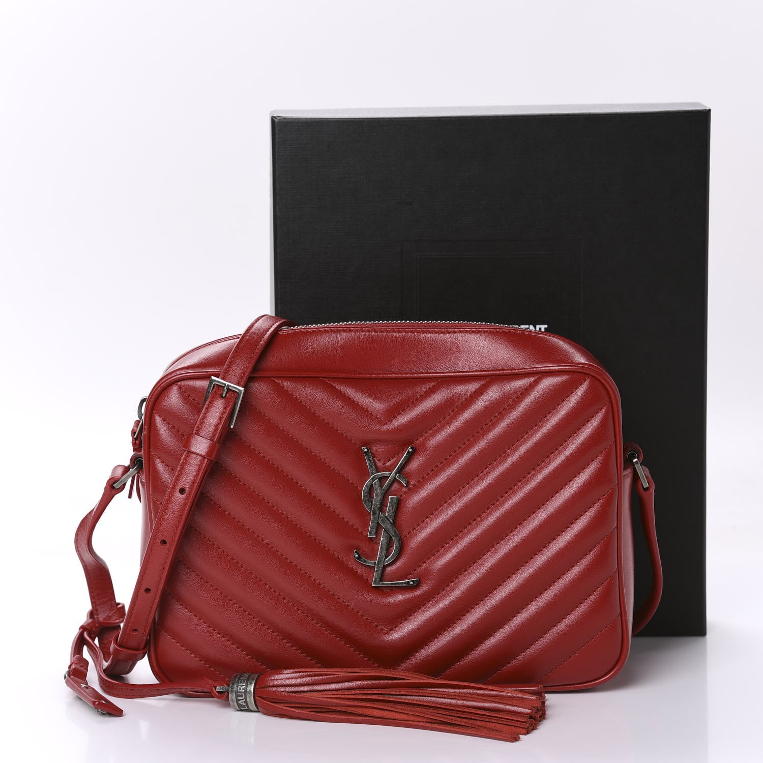 Saint Laurent Calfskin Matelasse Monogram Lou Camera Bag Red 12 of 12